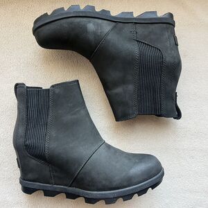 Sorel Joan Of Arctic II Hidden Wedge Heel Black Boot Women 8.5 Waterproof